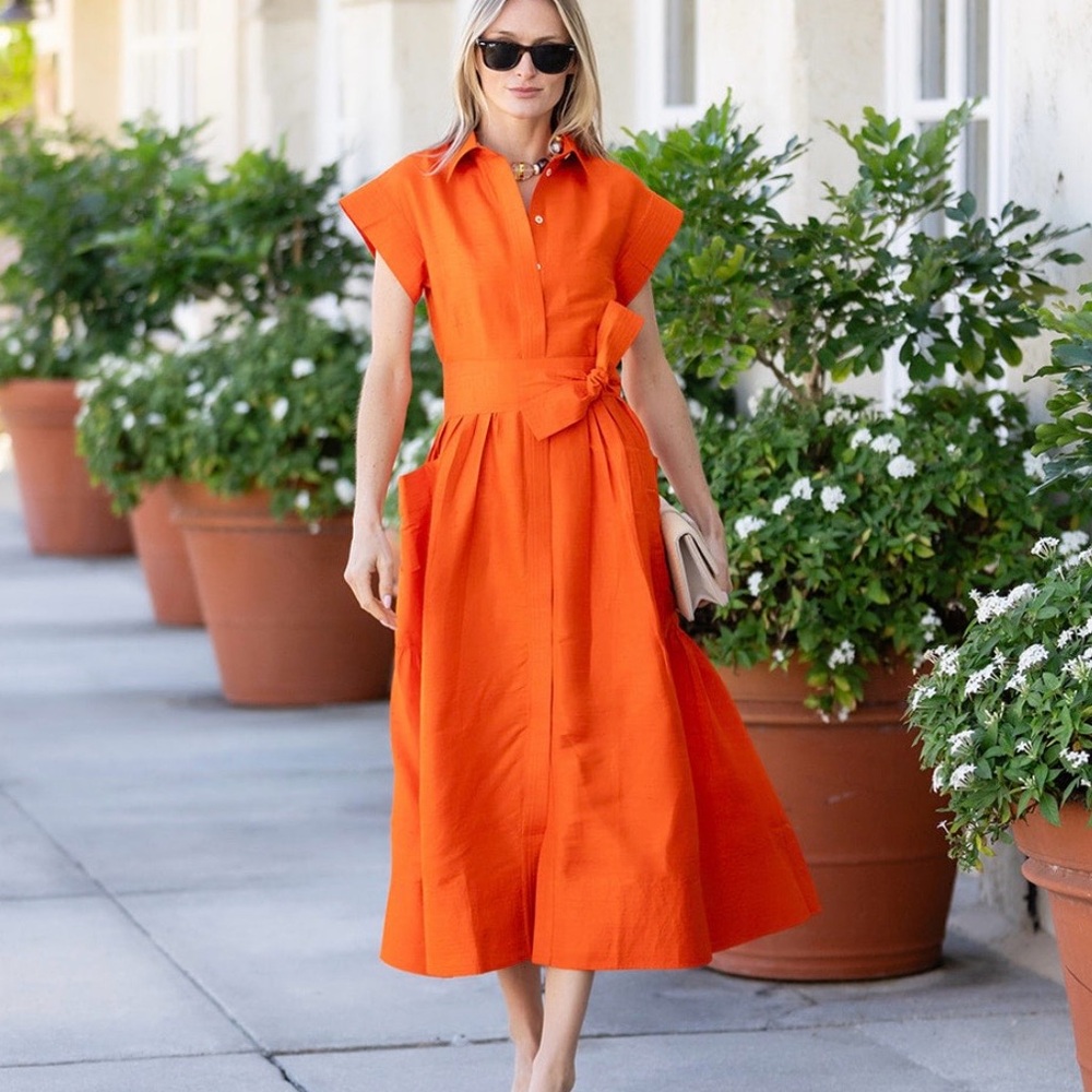 Julie Amory | Betty dress in tangerine cotton/spandex